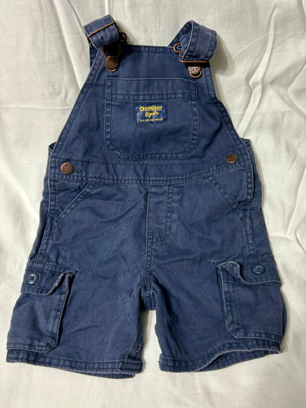 18 month Oshkosh B'gosh Denim Navy Overall Shorts with cargo pockets Like New
